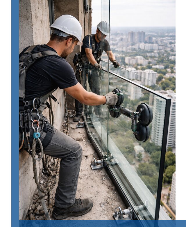 Монтаж стеклянных ограждений под ключ с гарантией в Рыбинске