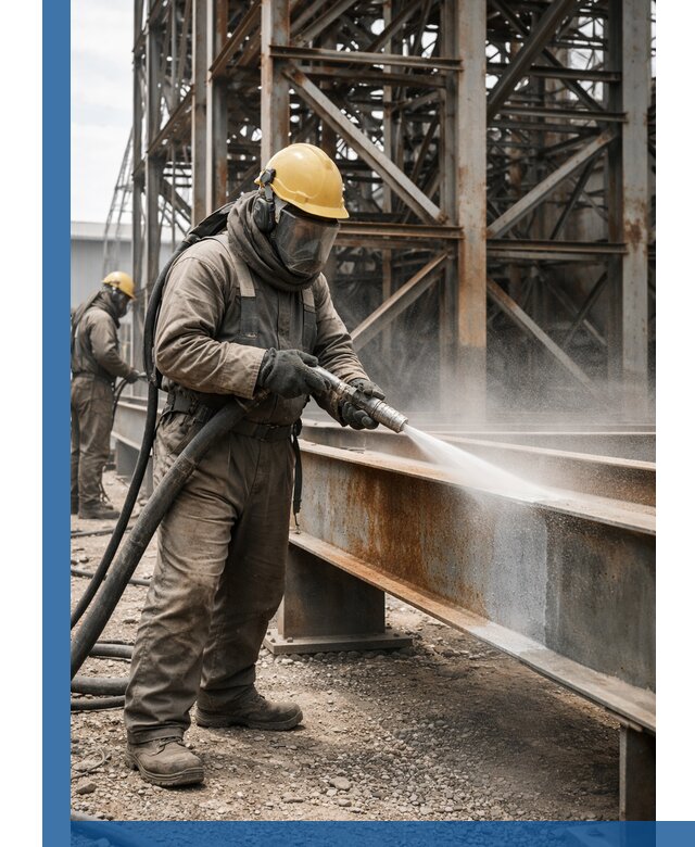 Пескоструйная очистка металлоконструкций в Рыбинске промышленная