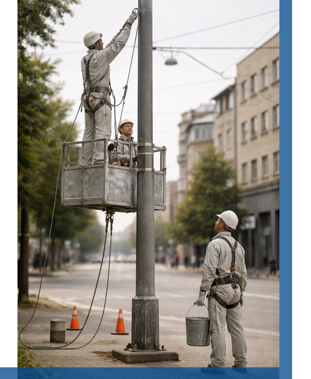 Покраска опор освещения в Рыбинске от 5204 р. | ВЫСОТНИК-Рбн