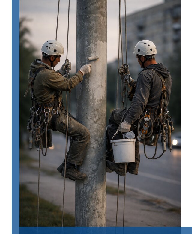Покраска опор освещения и антикоррозийная защита в Рыбинске