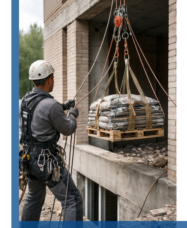 Подъем материалов на этаж веревками в Рыбинске оперативно