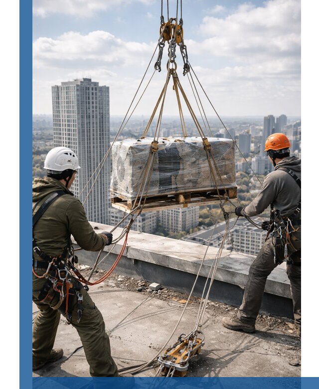 Подъем и монтаж крупногабаритных грузов на крышу в Рыбинске