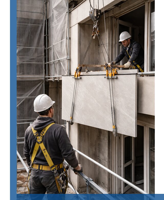 Подъем керамогранита на этаж в Рыбинске грузчиками и техникой