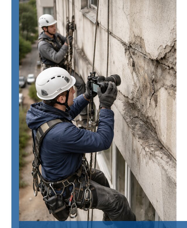 Фотофиксация дефектов фасада с высотной съемкой в Рыбинске
