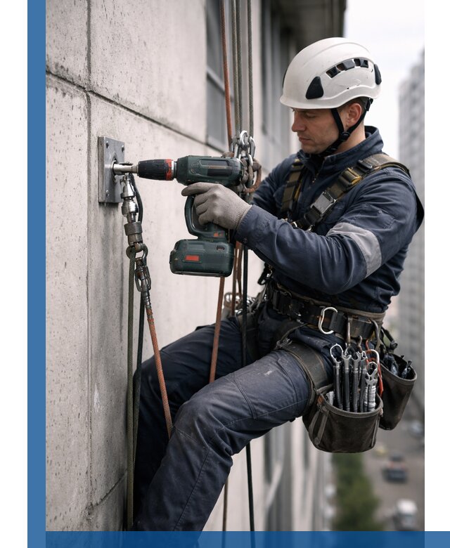 Установка анкерных точек для высотных работ в Рыбинске