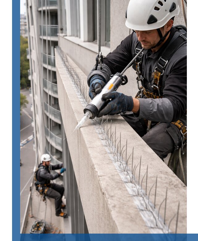 Установка шипов от птиц на фасадах и кровлях в Рыбинске